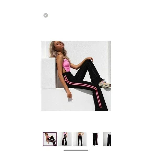 I Am Gia Pants‎ Womens Small pink Black Stripe Flare - Picture 3 of 13